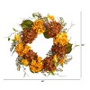 Nearly Natural 24” Fall Hydrangea Artificial Autumn Wreath - 2 of 4