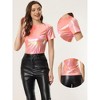 INSPIRE CHIC Women's Clubwear Short Sleeve Shiny Metallic Blouse - 2 of 4