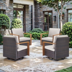 Gymojoy 4 Pieces Outdoor Swivel Chairs Glider Chair High Back Chair Set - 1 of 4