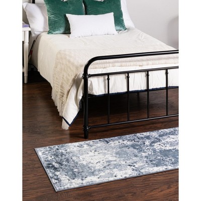 Vintage Blue Abstract Easy Care Runner Rug
