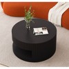 CENGHU 31.5" Round Coffee Table with Vertical Stripe Design, Modern Center Table with Storage, Side Table for Living Room, Dining  Room, Black - 2 of 4