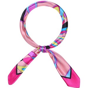 INSPIRE CHIC Women Geometric Printed Satin Large Square Silky Neck Scarves 1Pc - 1 of 4