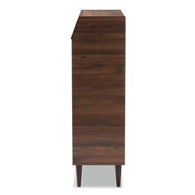 Walnut Brown 2-Door Wood Entryway Shoe Storage Cabinet