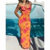 Women's Backless Bodycon Dress Adjustable Straps Floral Print Maxi Dress - 4 of 4