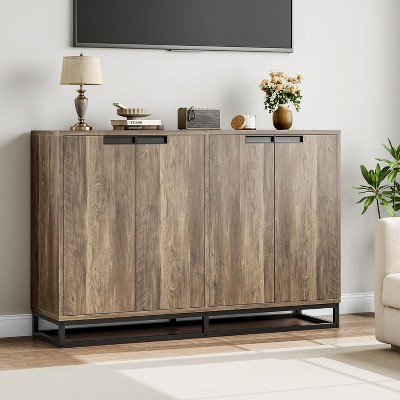 Garvee 55" Modern Buffet Storage Cabinet with 4 Doors and Adjustable Shelves ¨C Scratch-Resistant Sideboard for Kitchen, Gray
