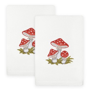 Linum Home Textiles SPRING MUSHROOMS - Embroidered Luxury 100% Turkish Cotton Hand Towels (Set of 2) - 1 of 3