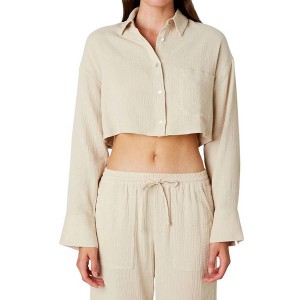 Women's Austin Cropped Guaze Shirt Top - NIA - 1 of 4