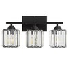 POWLIG 16.9" Black Modern Vanity Light - 3-Light Dimmable Bathroom Light with Square Crystal Shades - 2 of 4