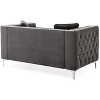 TiramisuBest 45"W Gray Corduroy Loveseat with Hidden Storage & Side Pocket, Compact Upholstered Sofa for Small Spaces - 3 of 4