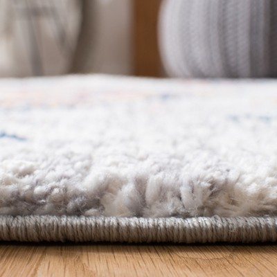 Ivory and Multi Diamond Synthetic Flat Woven Runner Rug