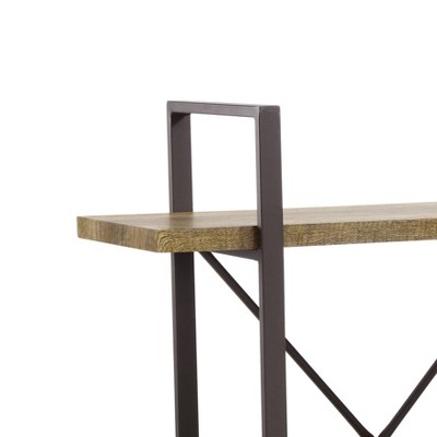 Rustic Brown Wooden Three-Level Bookshelf - 43"W x 16"L
