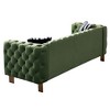 84" Chesterfield Velvet Sofa, Modern Tufted Couch with Gold Metal Arms, 700lb Capacity & Striped Pillows, Solid Wood Frame - 2 of 4