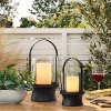 Modern Metal and Glass Battery LED Pillar Candle Outdoor Lantern Black - Threshold™ - image 2 of 4