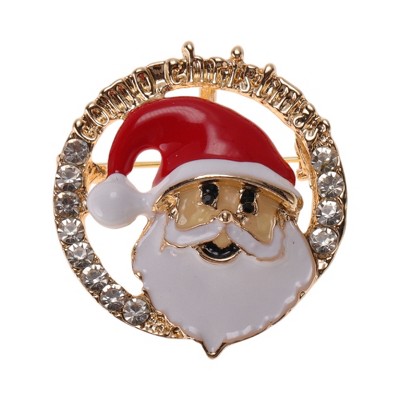 Unique Bargains Christmas Brooches YNCP1358 Alloy Dripping Wax Red White 2.05"x1.97" 1 Pc