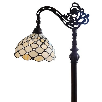 Amora Lighting Tiffany Style Jeweled Reading Floor Lamp Handcrafted Stained Glass Vintage Design 62" Inch High