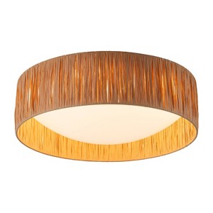 C Cattleya 14.25in Farmhouse 3CCT LED Flush Mount Ceiling Light with Paper Rope Shade - 1 of 4