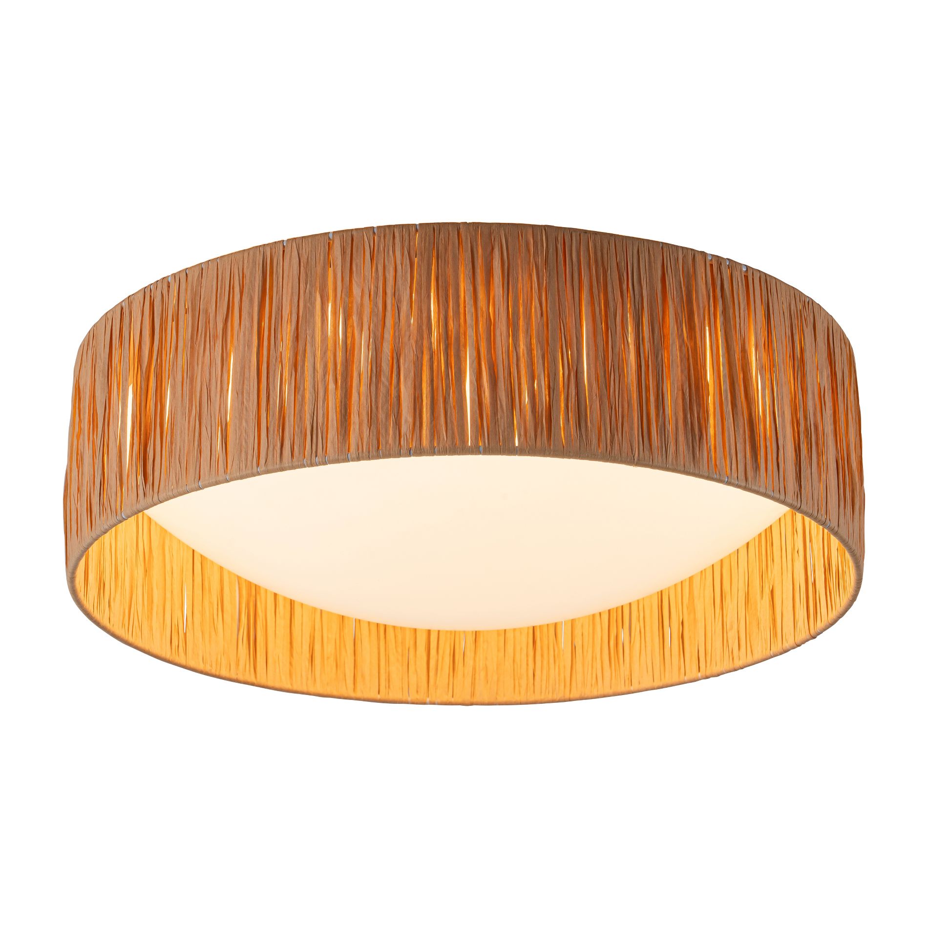 C Cattleya 14.25in Farmhouse 3CCT LED Flush Mount Ceiling Light with Paper Rope Shade