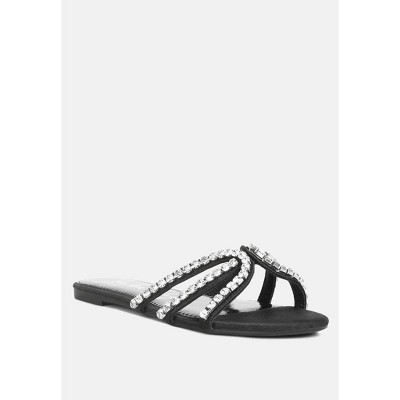 mezzie diamante embellished flat Womens sandals