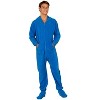 Footed Pajamas - Brilliant Blue Kids Hoodie Fleece One Piece - image 2 of 4