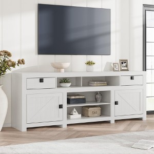 Farmhouse TV Stand for 75/80 Inch TVs, Long Entertainment Center with 4 Storage Drawers & 3 Open Shelf - 1 of 4