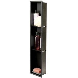 ALFI 8 x 36 Black Matte Stainless Steel Vertical Triple Shelf Bath Shower Niche - 1 of 4