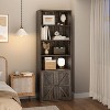 71.4" Farmhouse Bookcase with Doors - 6-Shelf Industrial Storage Unit, 11.8" Deep Wood Display Shelves for Living Room, Bedroom, Office - 3 of 4