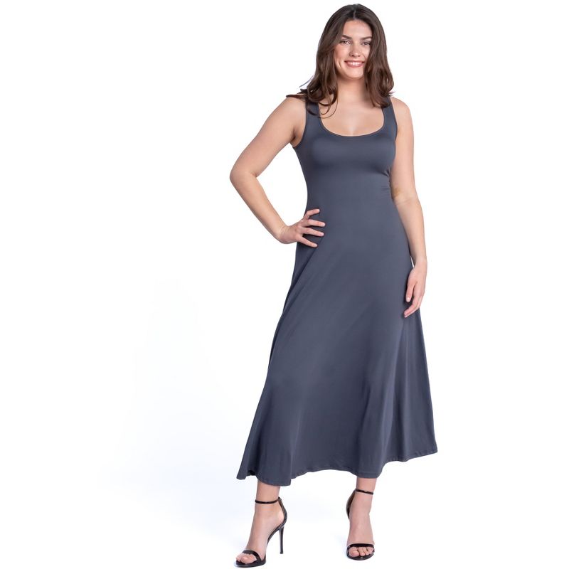 24seven Comfort Apparel Slim Fit A Line Sleeveless Maxi Dress, 1 of 5