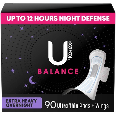 U by Kotex Balance Ultra Thin Extra Heavy Overnight Pads with Wings - Unscented