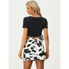 INSPIRE CHIC Women's Cow Print Casual Elastic Back High Waist Mini Short Skirt - 3 of 4