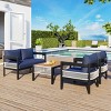 Outdoor 4 Pcs Seating Set, Patio Lounge Sets with Loveseat and Table, Patio Lounge Sets with Iron Frame and PE Cushions-Coolbibila - 3 of 4