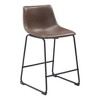 HomeRoots Set of Two 24" Espresso and Black Faux Leather and Steel Counter Height Bar Chairs - 4 of 4