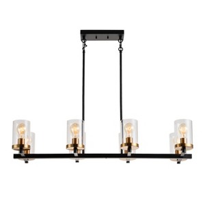 8-Light Gold and Clear Glass Pendant Light Fixture, Modern Industrial Lighting for Kitchen Island - 1 of 4