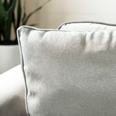 Raelyn 18" Square Light Grey Metallic Plush Pillow