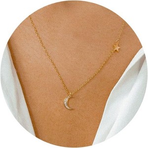 Gold Symbol Necklace for Women, 14K Gold Plated Infinity Star Evil Eye & Cross - 1 of 4