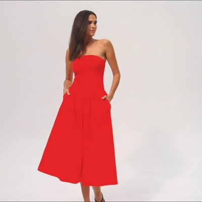 red cotton tube dress Designer Fit & Flare Tube Red Dress