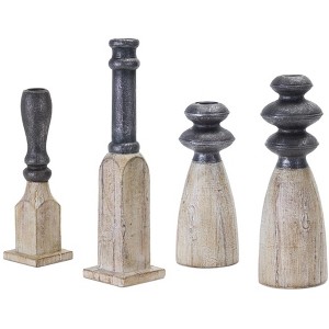 Contemporary Assorted Candle Holder Sticks Set of 4 – 13.25" Tall by Melrose - 1 of 4