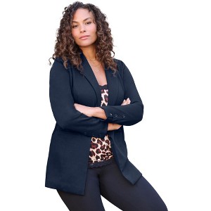 Roaman's Plus Size Comfort Stretch Ponte Blazer - 1 of 2