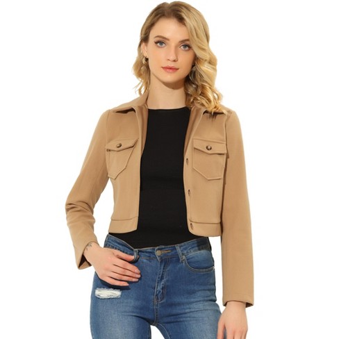 Crop khaki outlet jacket