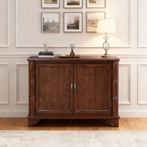 Hostack 40" Sideboard Console Table with Adjustable Storage Shelf for Entry Way and Living Room, Light Espresso - 1 of 4