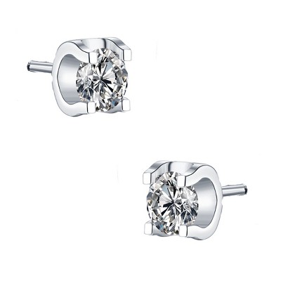 Guili 0.50ctw Exquisite Tulip Stud Earrings with Sparkling Lab-Created Moissanite Solitaire – Elegant and Timeless Design