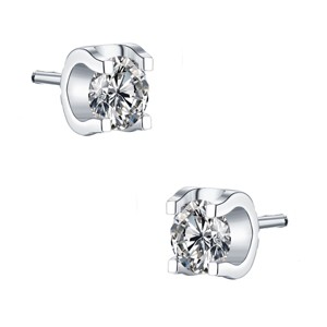 Guili 0.50ctw Exquisite Tulip Stud Earrings with Sparkling Lab-Created Moissanite Solitaire – Elegant and Timeless Design - 1 of 3