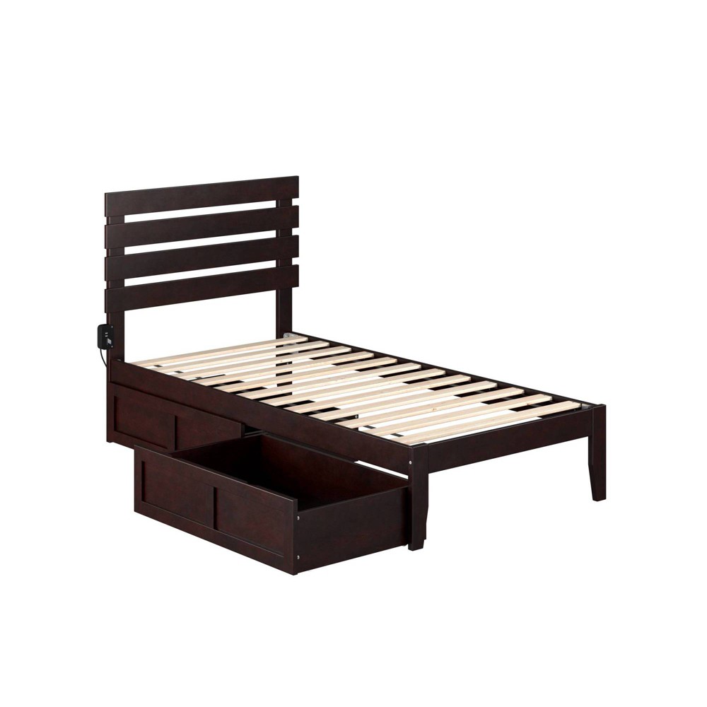 Photos - Bed Frame AFI Twin Oxford Bed with 2 Drawers Espresso  
