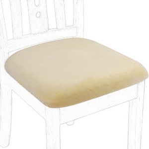 PiccoCasa Stretchable Velvet Cushion Chair Seat Slipcovers with Ties 4 Pcs - 1 of 4