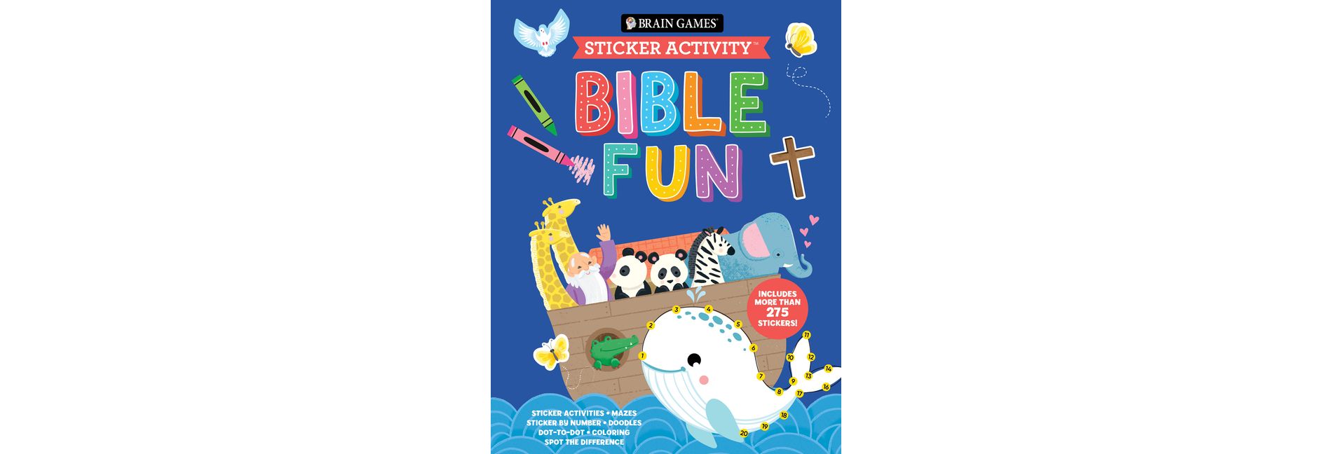 Brain Games - Sticker Activity: Bible Fun - For Ages 3-6 Coloring, Mazes, Sticker by Number, Dot-To-Dot & More Christian Activity Book Gift for