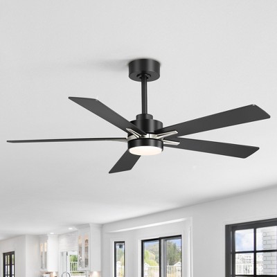 Airsurfer 52-Inch Black Ceiling Fans with 3 Colors LED Light,Ceiling Fan with Memory Function,5 Plywood Blades,Remote Control Included