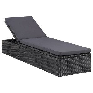 vidaXL Sunlounger Poly Rattan Black and Dark Gray - 1 of 4