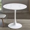 Okak 31.5/24IN Modern Round Dining Table for 4 Person, Round Table with Metal Pedestal, Small Table for Living Room, Dining Room - 4 of 4