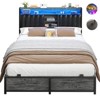 Aheaplus Platform Beds with Upholstered Headboard, Charge Station, and LED Lights - 2 of 4