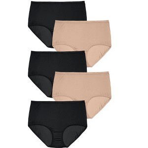 Comfort Choice Women's Plus Size Full Coverage Nylon Brief 5-Pack - 1 of 4