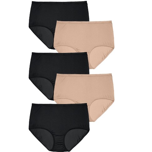 Comfort Choice Women's Plus Size Nylon Brief 5-pack - 10, Black